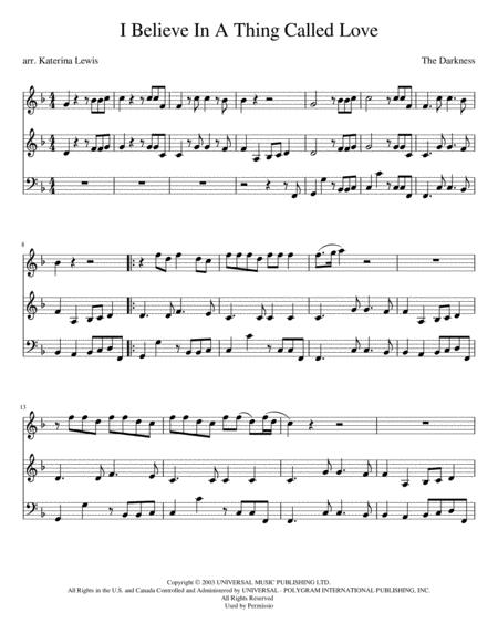 Free Sheet Music I Believe In A Thing Called Love Violin 1 Violin 2 Cello