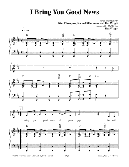 I Bring You Good News Sheet Music