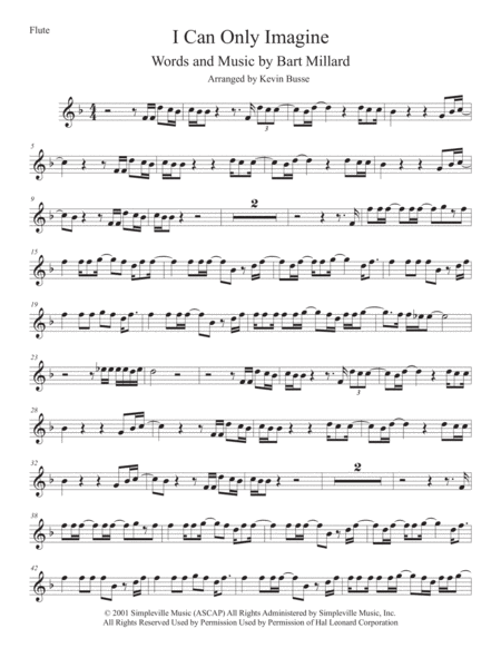 Free Sheet Music I Can Only Imagine Flute