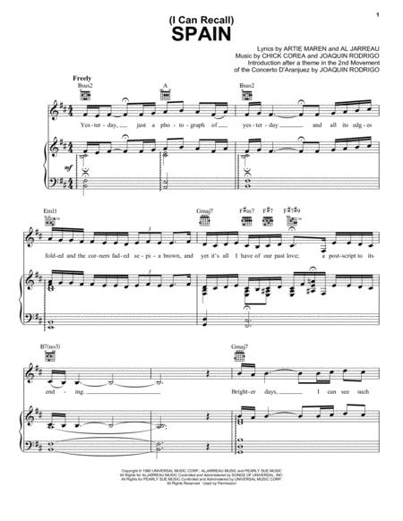 Free Sheet Music I Can Recall Spain