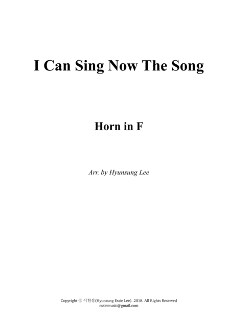 I Can Sing Now The Song For Brass Ensemble Sheet Music