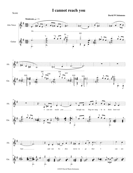 I Cannot Reach You For Alto Voice And Guitar Sheet Music