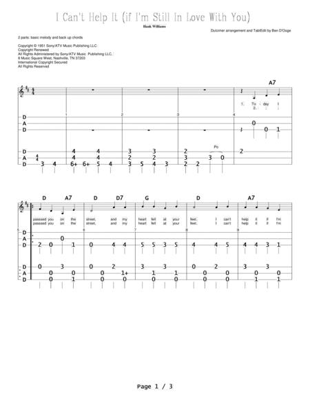 Free Sheet Music I Cant Help It If I M Still In Love With You By Hank Williams For Appalachian Mountain Lap Dulcimer