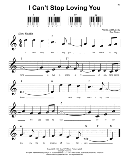 Free Sheet Music I Cant Stop Loving You