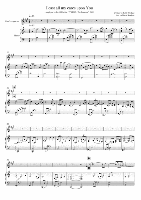 I Cast All My Cares Upon You Piano Alto Sax Sheet Music