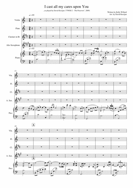 I Cast All My Cares Upon You Piano Solo Violin Flute Clarinet Or Alto Sax Sheet Music