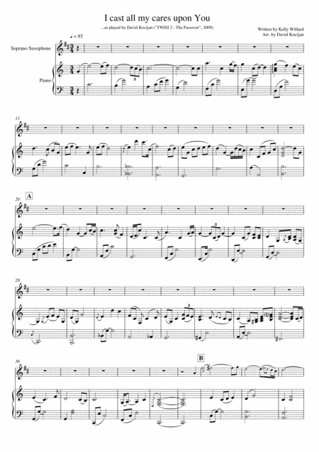 I Cast All My Cares Upon You Piano Soprano Sax Sheet Music