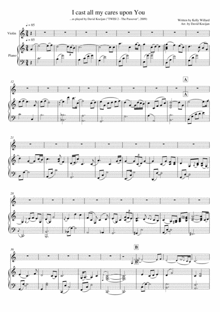 Free Sheet Music I Cast All My Cares Upon You Piano Violin