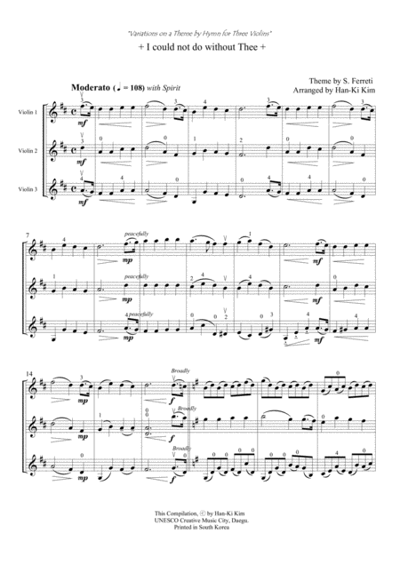 Free Sheet Music I Could Not Do Without Thee For 3 Violins