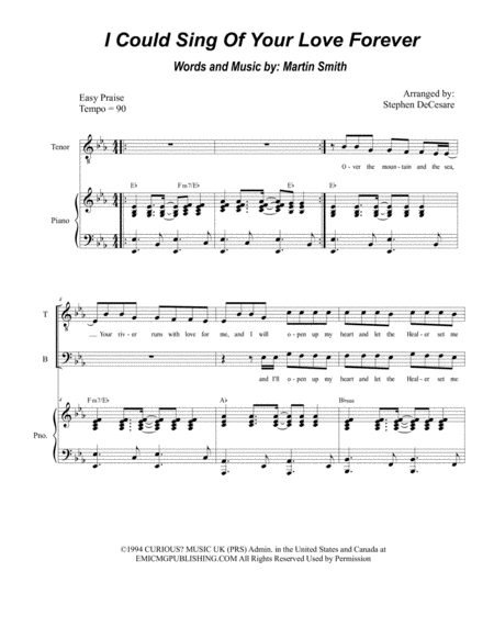 I Could Sing Of Your Love Forever For 2 Part Choir Tb Sheet Music