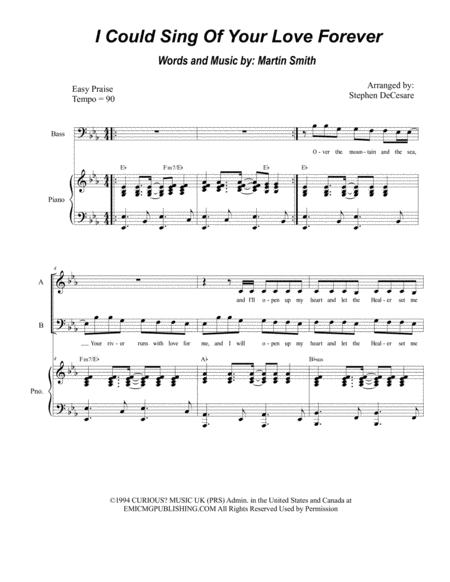 Free Sheet Music I Could Sing Of Your Love Forever For Sab