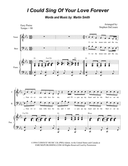 Free Sheet Music I Could Sing Of Your Love Forever For Satb