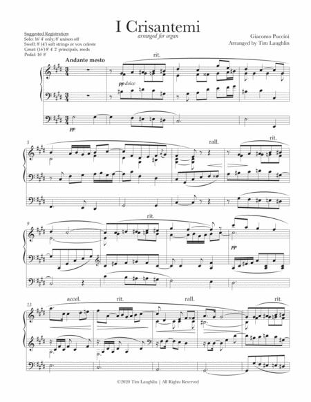 Free Sheet Music I Crisantemi Chrysanthemums For Organ