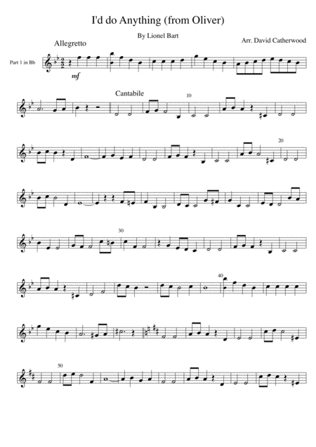 I D Do Anything From The Musical Oliver Arr For Brass Quartet By David Catherwood Sheet Music