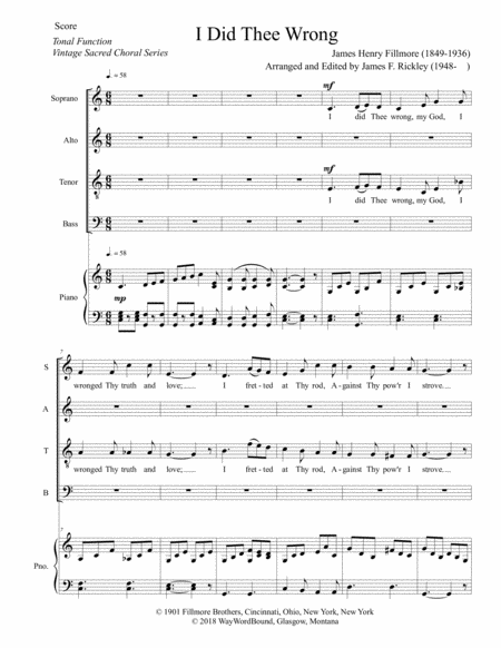 I Did Thee Wrong Sheet Music