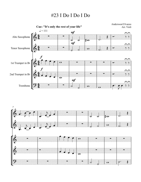 I Do I Do I Do Full Winds Brass Score From Mamma Mia Sheet Music