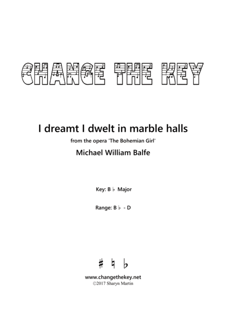 Free Sheet Music I Dreamt I Dwelt In Marble Halls Bb Major