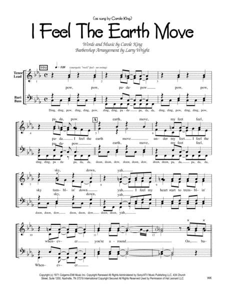 Free Sheet Music I Feel The Earth Move Women