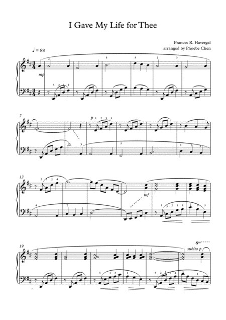 I Gave My Life For Thee Sheet Music