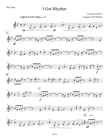 I Got Rhythm Bass Flute Sheet Music