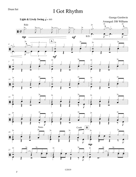 I Got Rhythm Drum Set Sheet Music