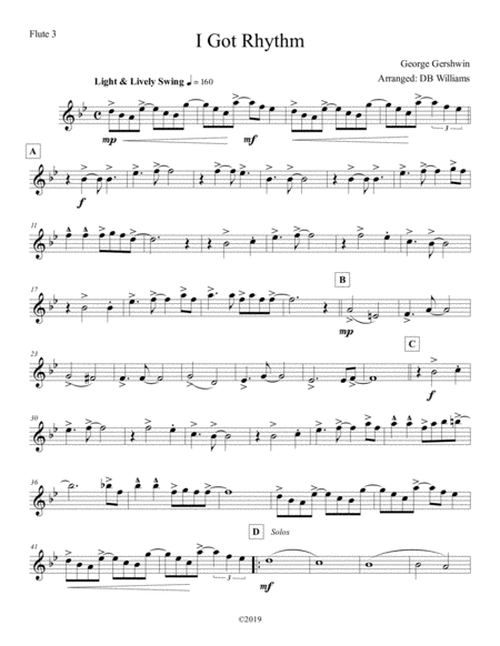 Free Sheet Music I Got Rhythm Flute 3