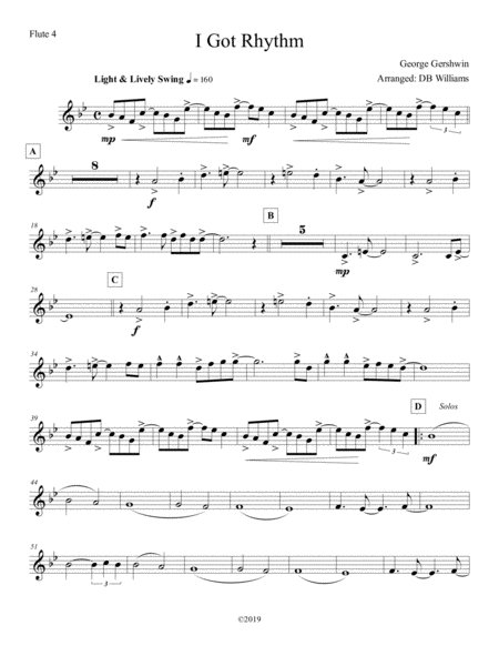 Free Sheet Music I Got Rhythm Flute 4