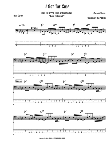 Free Sheet Music I Got The Chop Bass Tab