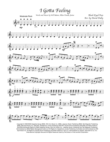 I Gotta Feeling For String Quartet Sheet Music