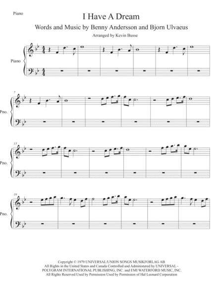 I Have A Dream Piano Sheet Music