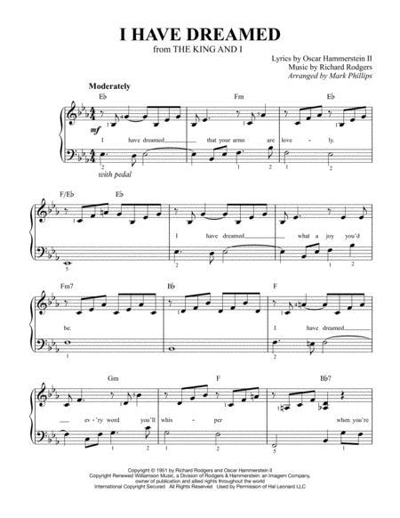 Free Sheet Music I Have Dreamed