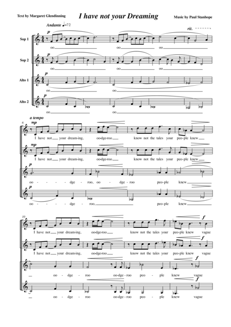 Free Sheet Music I Have Not Your Dreaming