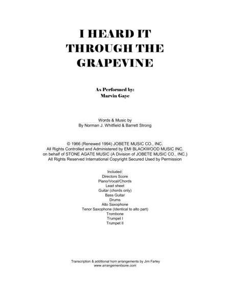 I Heard It Through The Grapevine Arranged For 7 10 Piece Horn Band Sheet Music