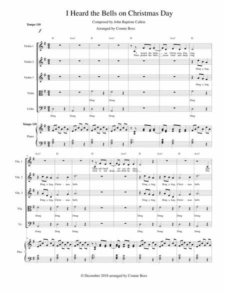 Free Sheet Music I Heard The Bells On Christmas Day Strings And Piano With Parts