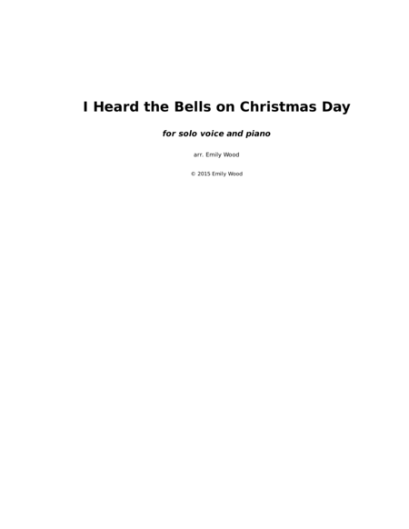 I Heard The Bells On Christmas Day Vocal Solo And Piano Sheet Music