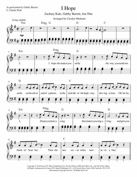 I Hope Feat Charlie Puth Sheet Music