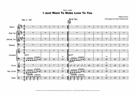 I Just Want To Make Love To You By Foghat Vocal With Small Band 4 Horns Key Of A Minor Sheet Music