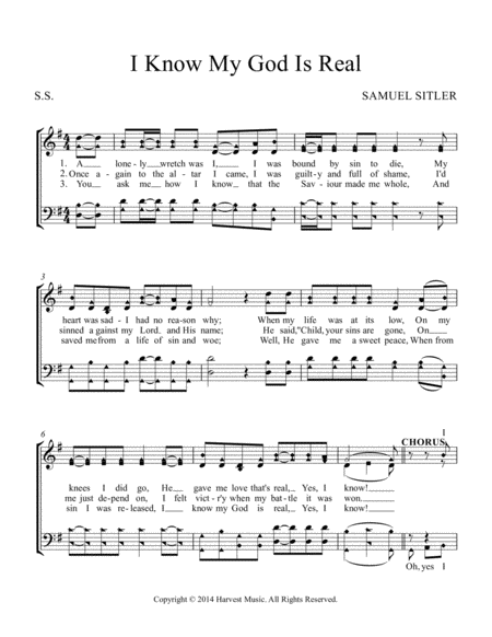 Free Sheet Music I Know My God Is Real