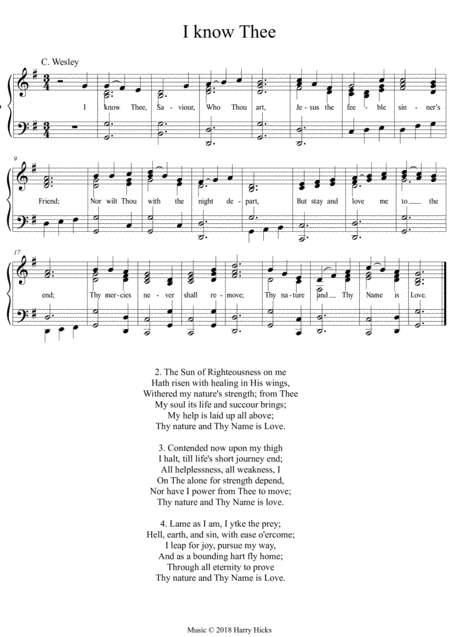 Free Sheet Music I Know Thee A New Tune To A Wonderful Old Hymn