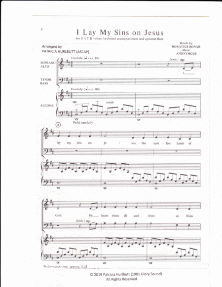 Free Sheet Music I Lay My Sins On Jesus