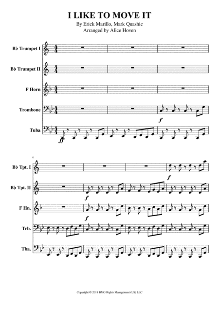 Free Sheet Music I Like To Move It