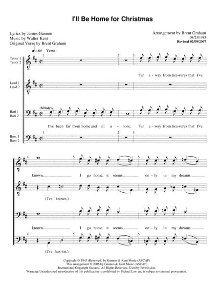 Free Sheet Music I Ll Be Home For Christmas Men 7 Parts