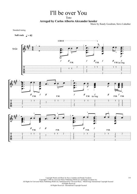 I Ll Be Over You Fingerstyle Guitar Sheet Music