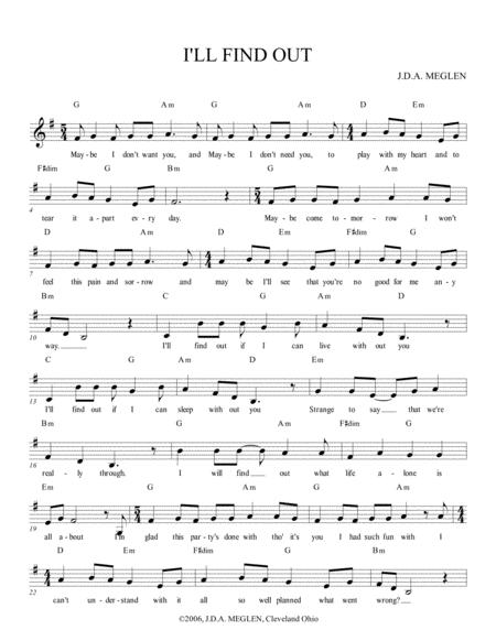 Free Sheet Music I Ll Find Out