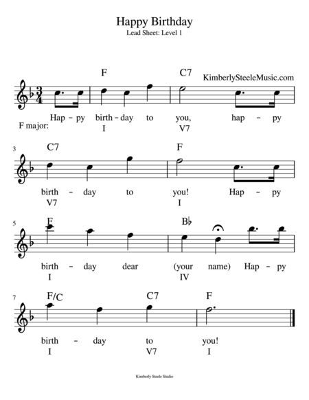 I Love Music Theory Happy Birthday Lead Sheet With Figured Bass Sheet Music