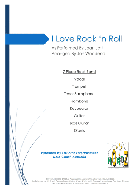 I Love Rock N Roll 7 Piece Horn Chart Sheet Music