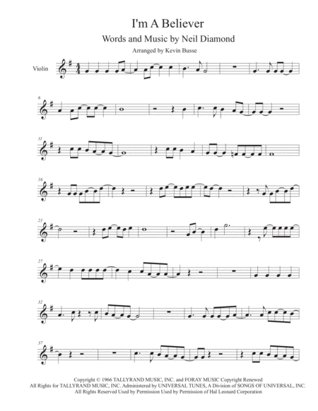 I M A Believer Violin Sheet Music