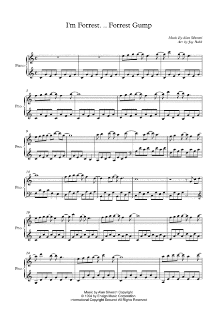 I M Forrest Forrest Gump Easy Piano Sheet Music