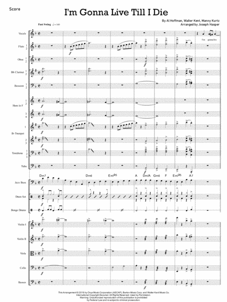 Free Sheet Music I M Gonna Live Till I Die Vocal Solo And Orchestra