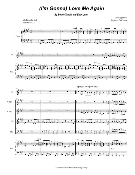 Free Sheet Music I M Gonna Love Me Again For Brass Quartet And Piano